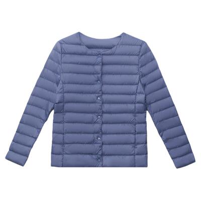 白鸭绒轻薄羽绒服女无领棉袄外套