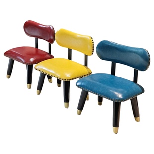 浪朵轻奢创意美式真皮板凳家用茶几小凳子儿童换鞋凳矮凳靠背椅子