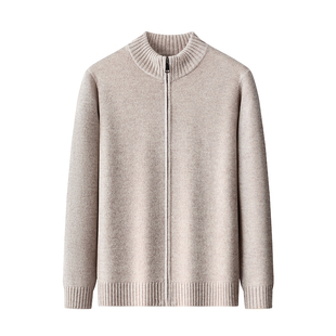 猫人老钱风开衫外套100%纯羊毛衫男款冬季针织衫加厚保暖高级毛衣