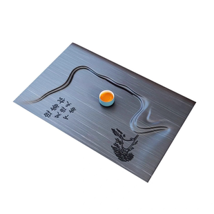 天然石材嵌入式茶盘面板定制茶台石板内嵌大理石托盘乌金石头茶盘