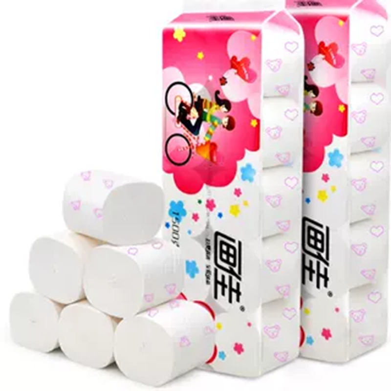 画佳印花无芯卷纸1500g/2提卫生纸巾家用家庭装厕所厕纸手纸