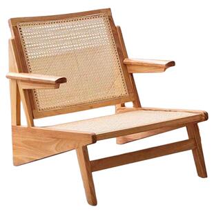 单人休闲沙发椅客厅家用实木藤编阳台靠背椅复古扶手藤编沙发椅