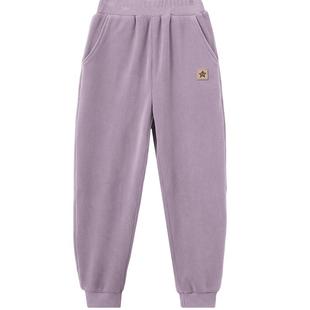 euv 儿童摇粒绒裤子男童加绒长裤女童加厚卫裤中小童秋冬季运动裤