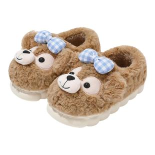 雪莉玫棉拖鞋女款冬季包跟2025新款室内家居保暖毛绒外穿儿童棉鞋