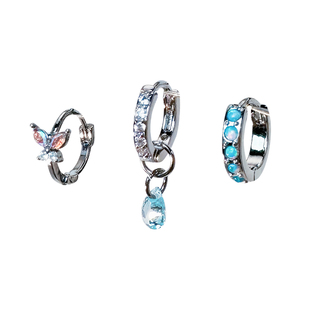 二十二丁目蓝色澳宝耳圈耳环高级感耳骨钉蝴蝶水滴耳扣钛钢耳钉女