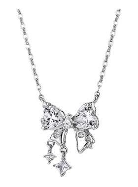 老凤祥S925纯银甜梦蝴蝶结项链女生新款足银套链生日礼物送女友