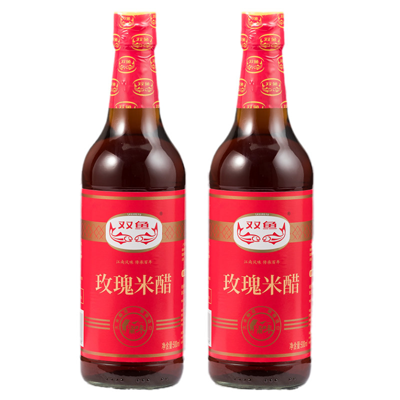 双鱼玫瑰米醋500ml瓶纯酿造家用