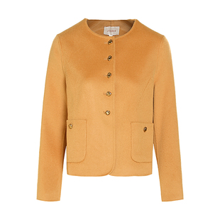 JESSIE小香风羊毛羊绒双面呢外套女短款宽松圆领显瘦2025秋冬新款