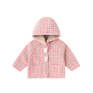 嘟嘟家儿童大衣秋冬宝宝格子外套保暖秋男童秋装上衣女童衣服冬装