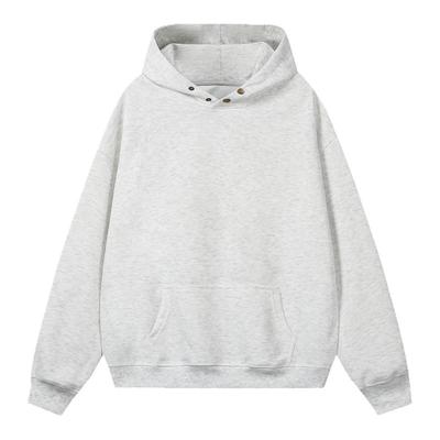 潮牌美式重磅纽扣连帽卫衣男女