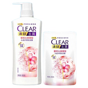 清扬洗发水露洗头发膏控油蓬松去屑樱花沁爽品牌正品官方补充袋装
