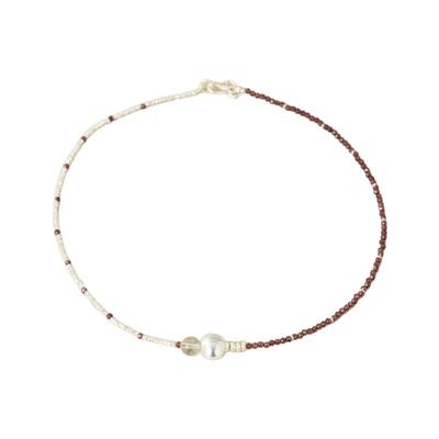 里晤S925纯银碎银子石榴石白水晶新中式项链送女友送妈妈生日礼物