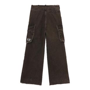 IT GROUNDZERO女装阔腿裤工装裤新款复古街潮宽松毛边长裤8052DJ0