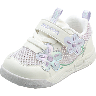 牧童童鞋女宝宝鞋子透气小花软底学步鞋2026夏季新款小女孩网面鞋