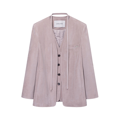 loeuvre仿麂皮西装外套女