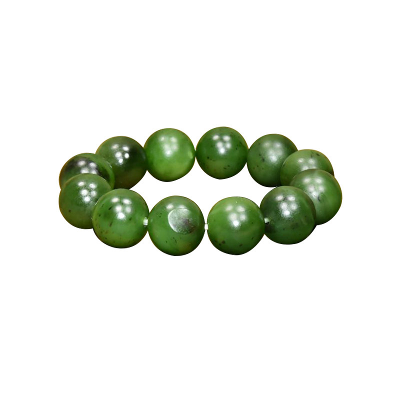 和田玉碧玉菠菜绿籽料手链