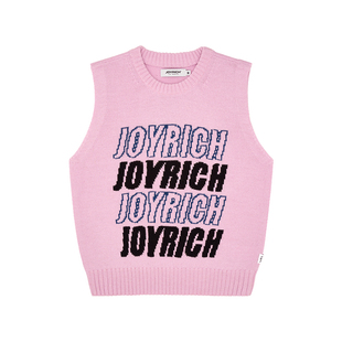 JOYRICH秋季女款美式复古宽松休闲提花针织工装背心坎肩
