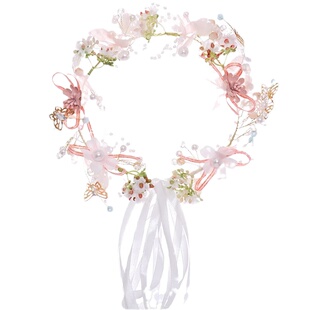 女童森系头饰儿童演出主持发箍婚礼花童发饰女孩公主超仙粉色花环