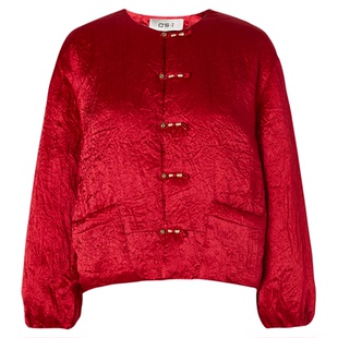 QS秸熙2025冬季新款改良轻国风醋酸羽绒服女手工盘扣保暖短款外套