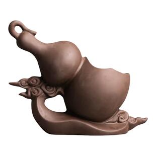 新中式紫砂葫芦造景盆景花盆家用客厅办公室复古文竹六月雪带托盘