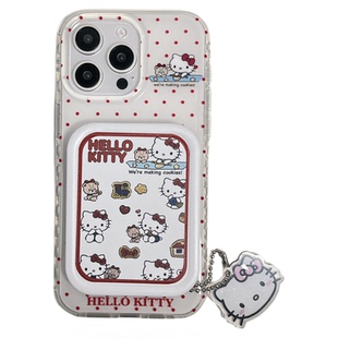 北比创意红波点猫咪翻盖梳子镜面适用苹果16手机壳iphone15新款17promax带链条15pm可爱14pm女13高级感14全包