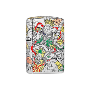 zippo打火机四大天王盔甲错金银官方正品煤油防风男士收藏礼物