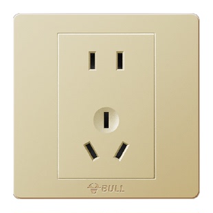 公牛墙壁开关插座空调16A插座五孔插座10A电脑面板暗装G07香槟金