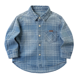 男童牛仔衬衫春装2026新款儿童翻领洋气衬衣中大童时髦长袖外套潮