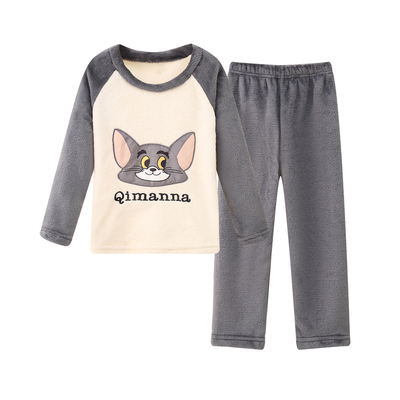 法兰绒儿童睡衣聚酯纤维卡通冬季