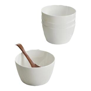 高温纯白米饭碗家用骨瓷大汤面碗简约陶瓷釉下彩酒店餐具小碗后海