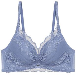 爱美丽小胸聚拢显圆法式蕾丝内衣女士无钢圈真丝杯里中厚性感文胸