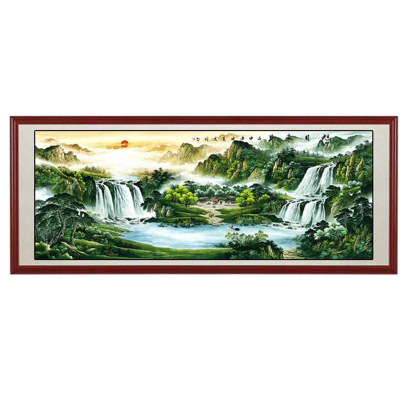 国画山水画聚宝盆老板办公室风水画中式客厅招财装饰画挂画靠山图