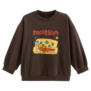 砚台家童装儿童A类纯棉卫衣春秋森系印花男童毛圈运动衫宽松上衣