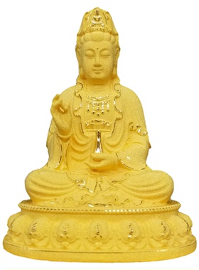 轻奢绒沙金观音佛像车载摆件