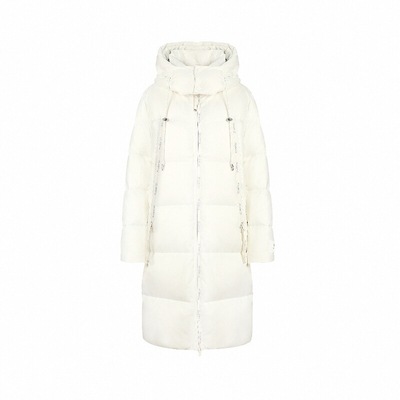 新款中长户外面料羽绒服时尚连帽