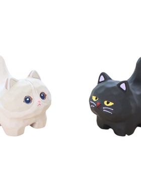 木雕风小猫咪摆件玩偶女生礼物