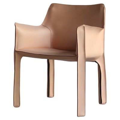 朴室侘寂风中古风奶油风真皮餐椅