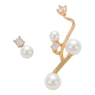 气质满天星星点悬浮锆石珍珠耳钉女新款高级感不对称耳环轻奢耳饰