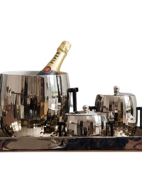 印度进口高档铝制银色收纳罐