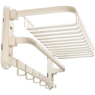 吸盘毛巾架卫生间免打孔浴巾置物架子厕所奶油风浴室网篮衣服收纳