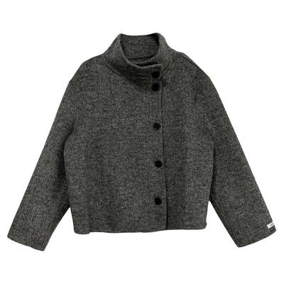 欧货批发双面羊绒立领短呢外套