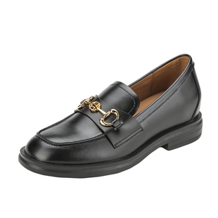 福乐鞋女2021夏季新款马衔扣一脚蹬复古美式单鞋内增高英伦小皮鞋