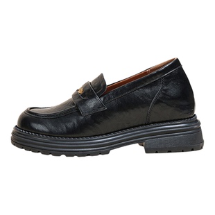 6cm内增高~英伦风真皮乐福鞋女2026新款百搭一脚蹬小皮鞋厚底单鞋