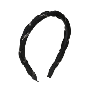 黑色细边头箍水钻布艺简约发卡发箍女高级感洋气时尚发捆发窟女款