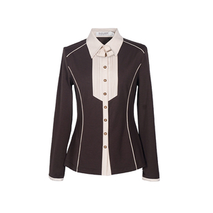D-HARRY/迪哈利咖色意式针织百搭长袖衬衫女修身上衣DH231D95931D