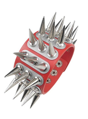 圆锥合金尖刺铆钉长条云梯皮手链