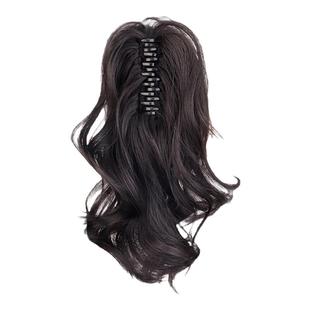 瀑布半扎马尾假发女抓夹式辣妹喷泉高马尾蓬松微卷长发辫发夹头饰