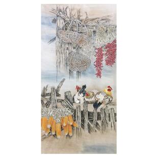 工笔画白描底稿公鸡临陈东山《农家乐》大幅国画花鸟线描打印底稿
