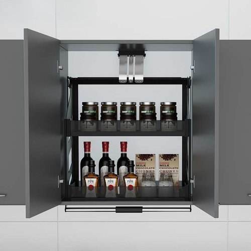 批发智能电动吊柜升降拉篮厨房橱柜垂直下拉式调味拉篮上下缓冲置