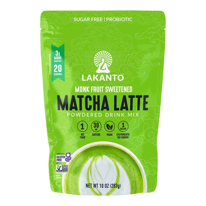 LAKANTO美国无糖抹茶拿铁即溶饮品283克装生酮友好富含益生菌早餐